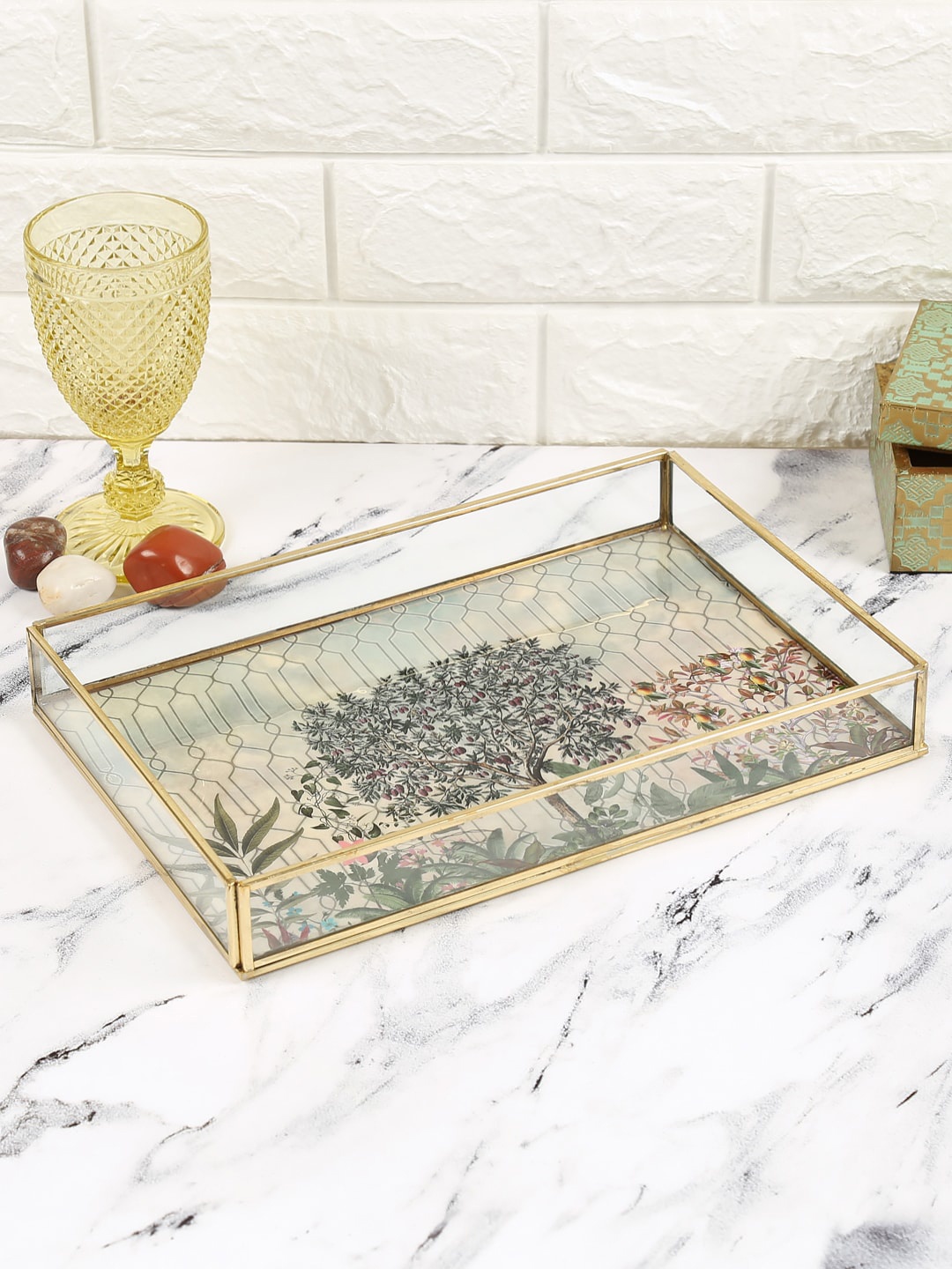 

India Circus by Krsnaa Mehta Grey Greenwood Big Rectangle Tray