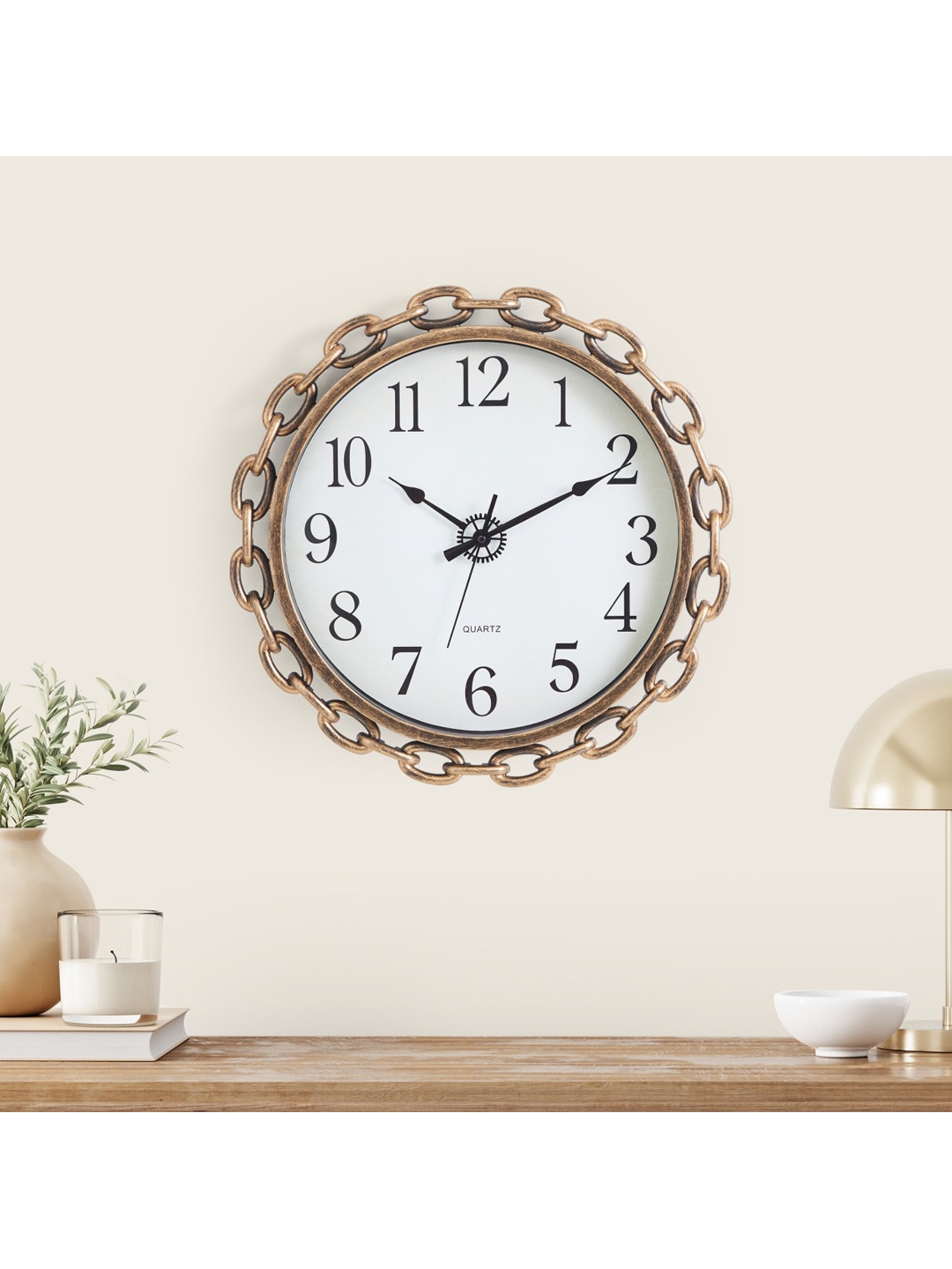 

Casablanca White Textured Chain Design Analogue Round Wall Clock - 45cm