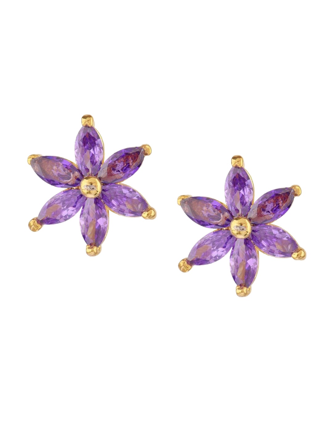 

Efulgenz Purple Floral Studs Earrings