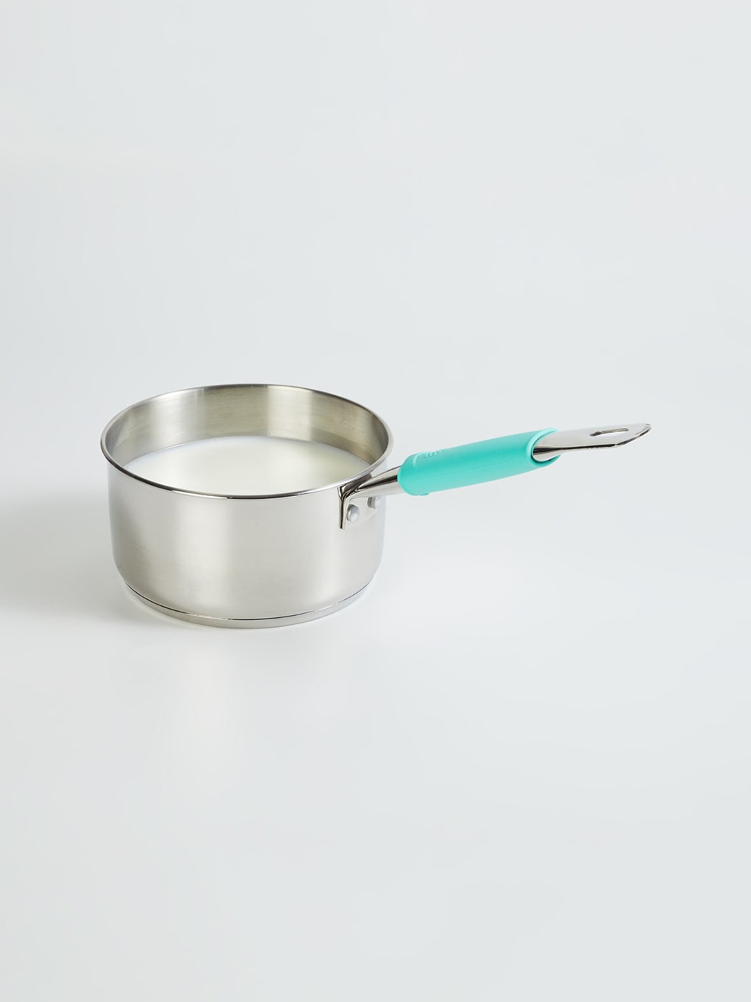 

Home Centre Teal Blue & Silver-Toned Stainless Steel Milk Pan 1.6 L