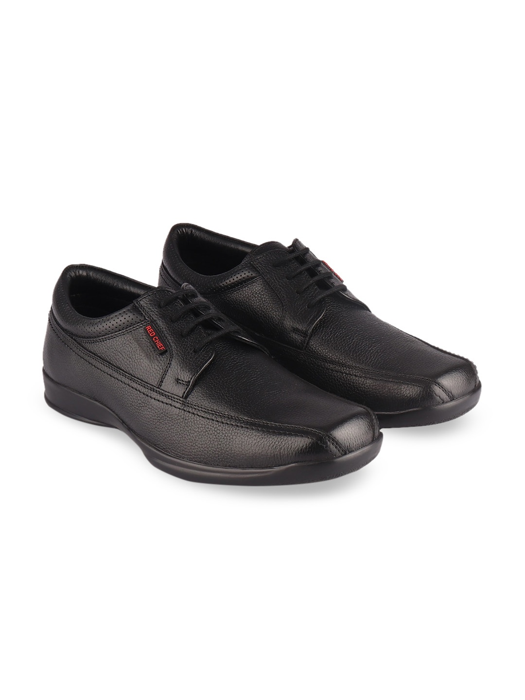 

Red Chief Men Black Solid Leather Formal Derbys