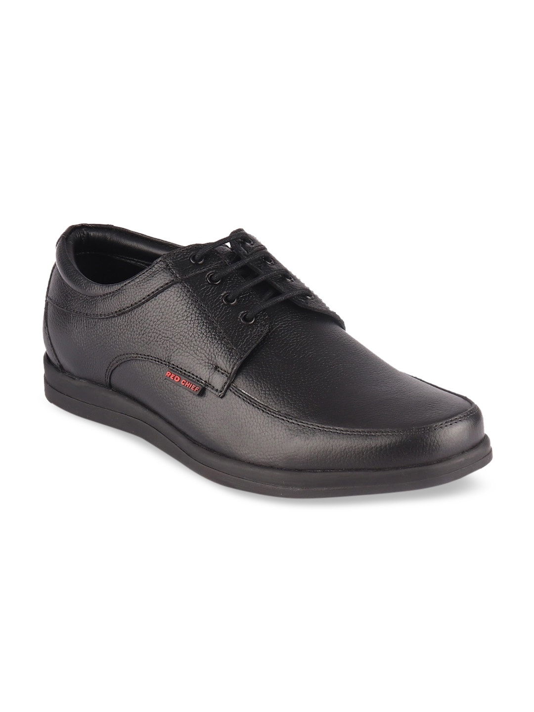 

Red Chief Men Black Solid Leather Formal Derbys