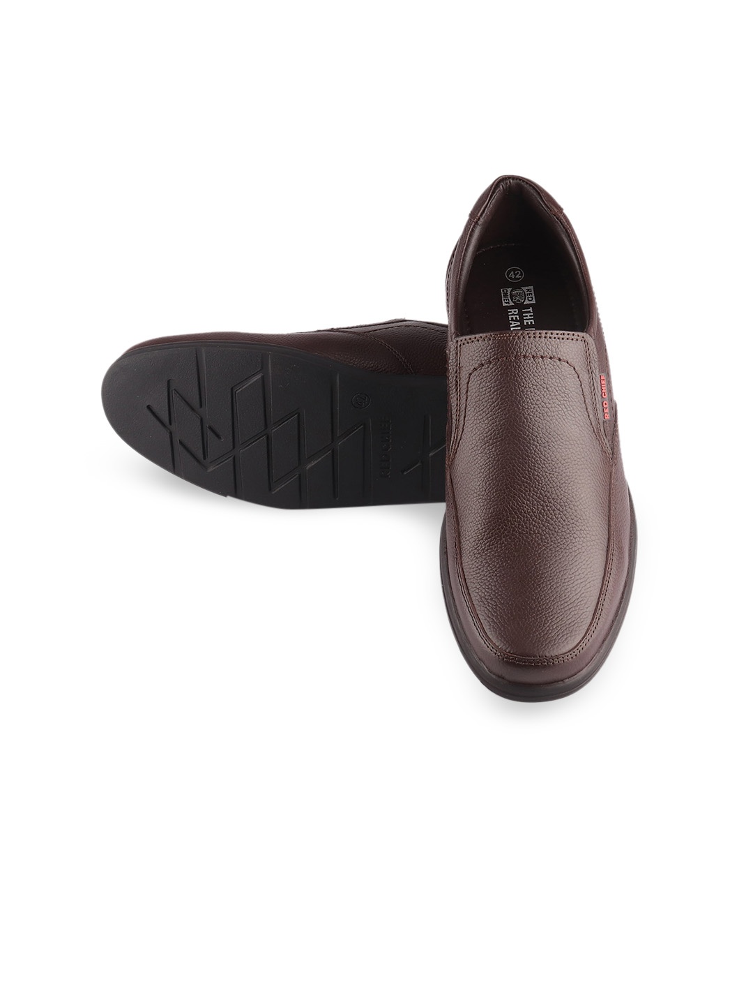 

Red Chief Men Brown Solid Leather Formal Slip-On Shoes