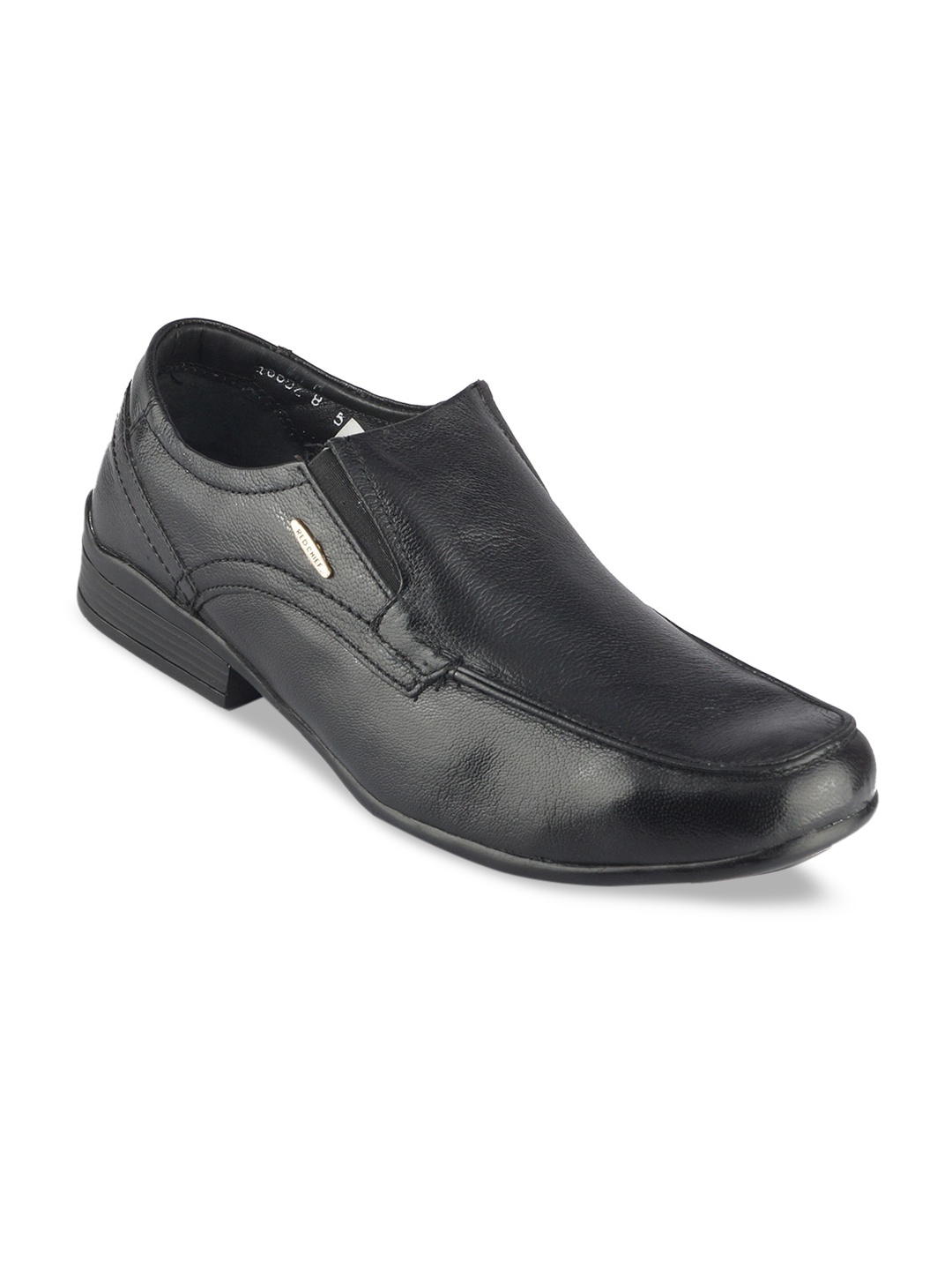 

Red Chief Men Black Solid Leather Formal Slip-Ons