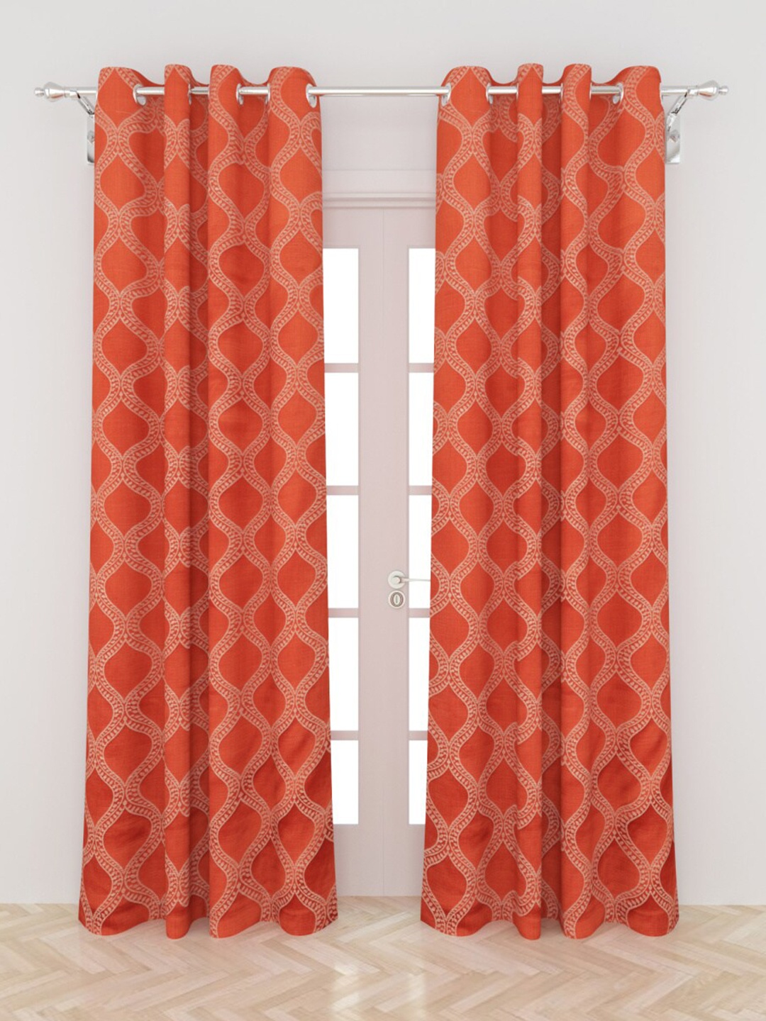 

Home Centre Red Printed Blackout Door Curtains
