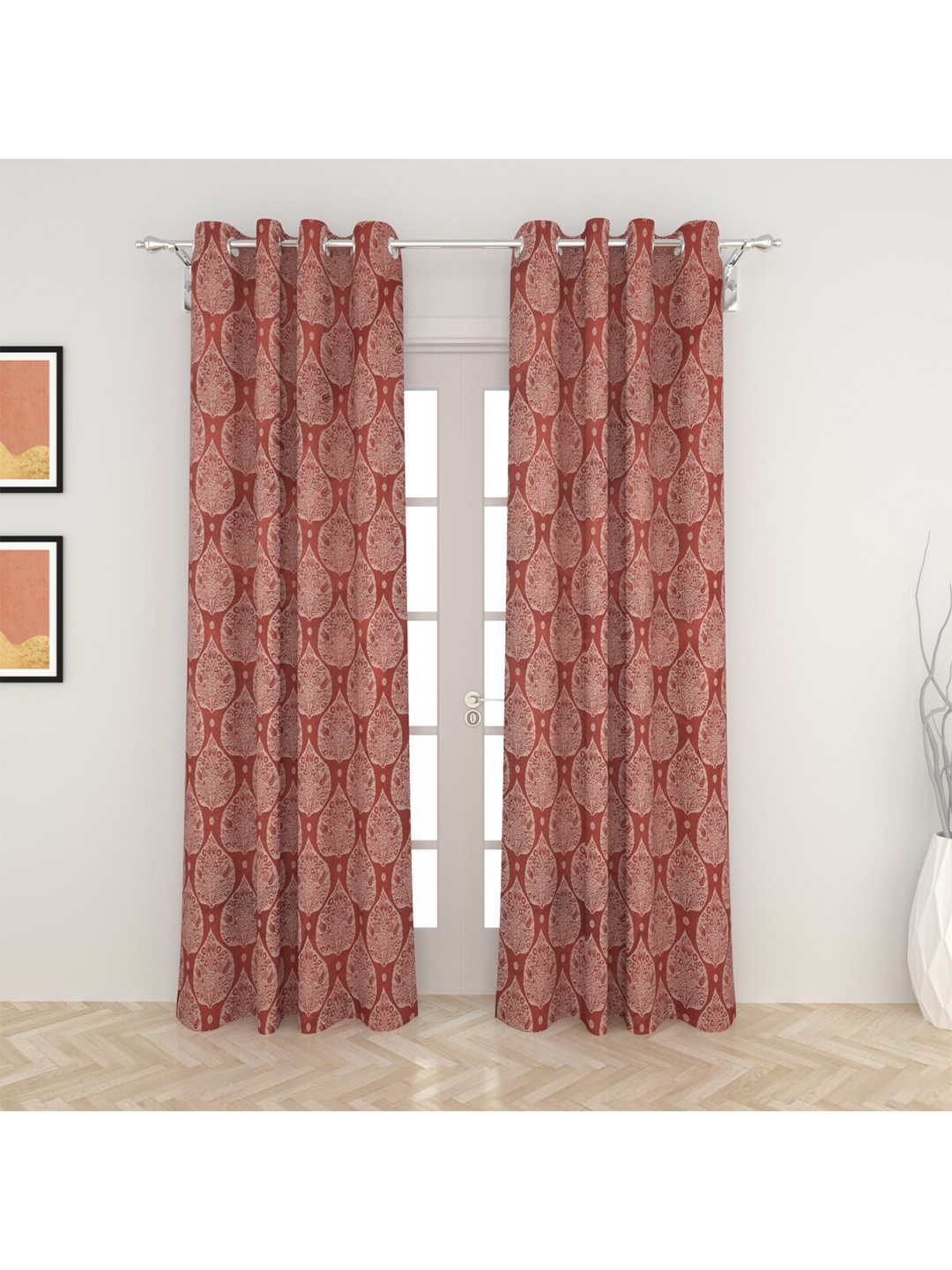 

Home Centre Red Black Out Blackout Door Curtain Set of 2
