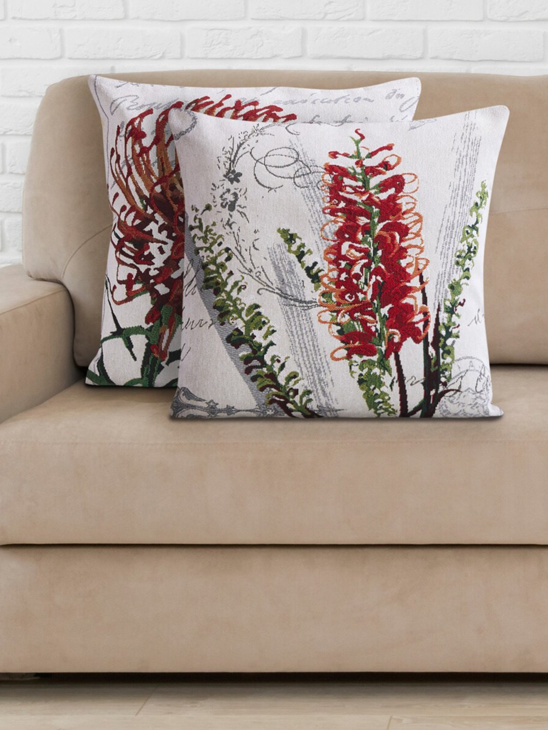 

Home Centre White & Green Set of 2 Ethnic Motifs Square Cushion Covers
