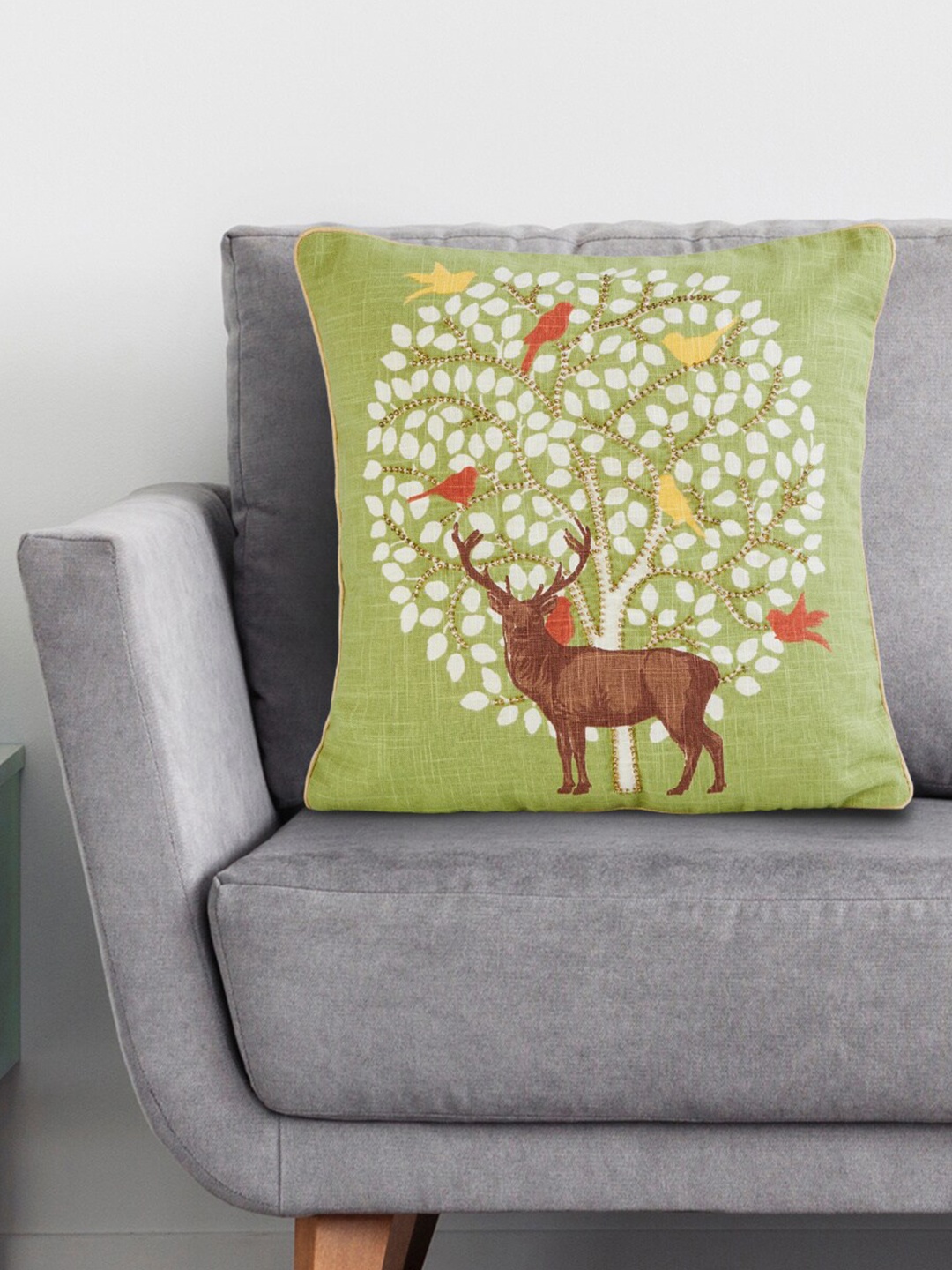 

Home Centre Green & Brown Abstract Square Cushion Covers