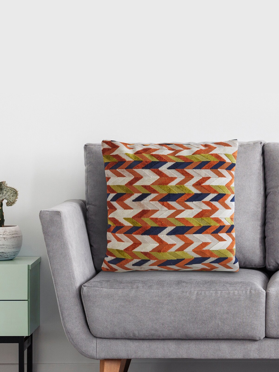 

Home Centre Multicolour Textured Square Cushion Cover, Brown