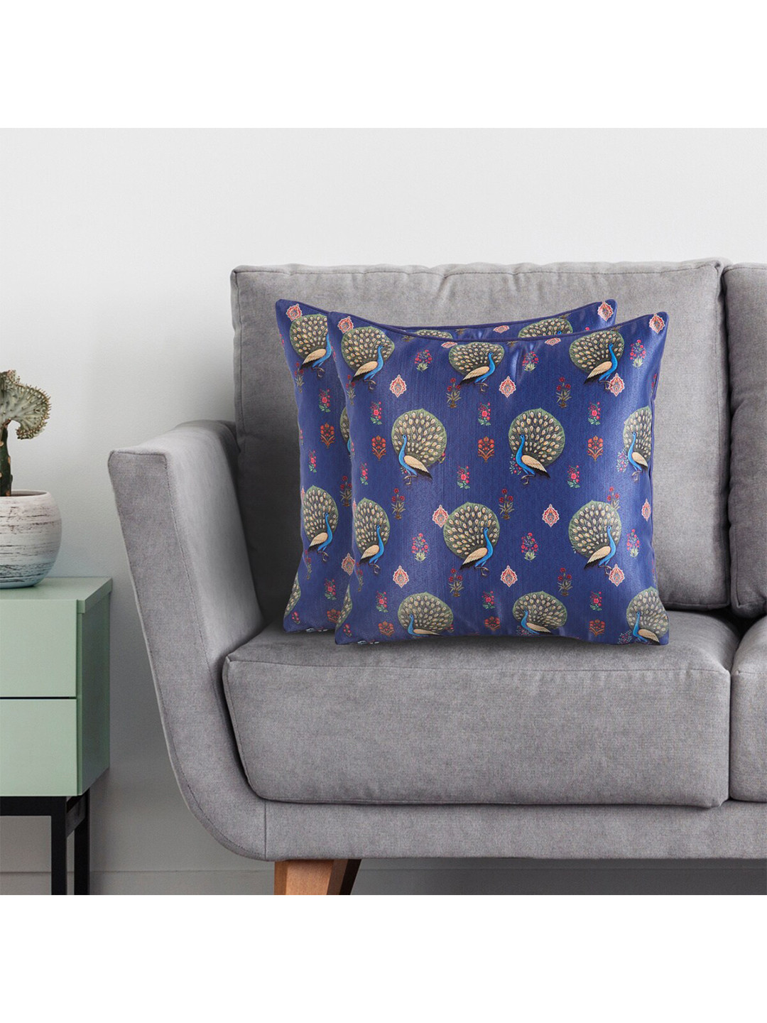 

Home Centre Blue & Peach-Coloured Set of 2 Rectangle Cushion Covers