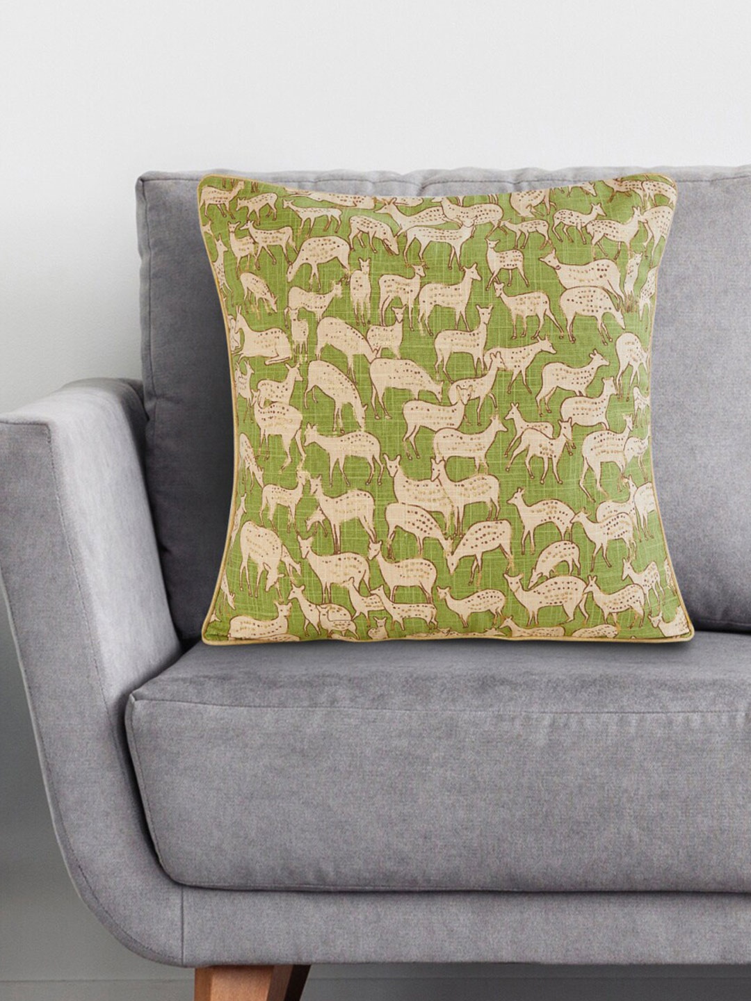 

Home Centre Green & Cream-Coloured Ethnic Motifs Square Cushion Covers
