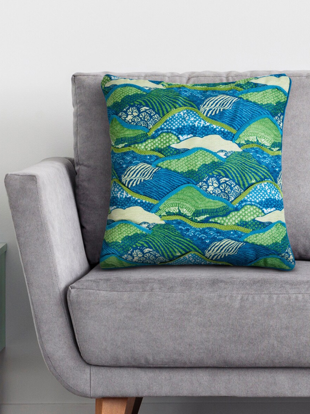 

Home Centre Blue & Green Abstract Square Cushion Covers