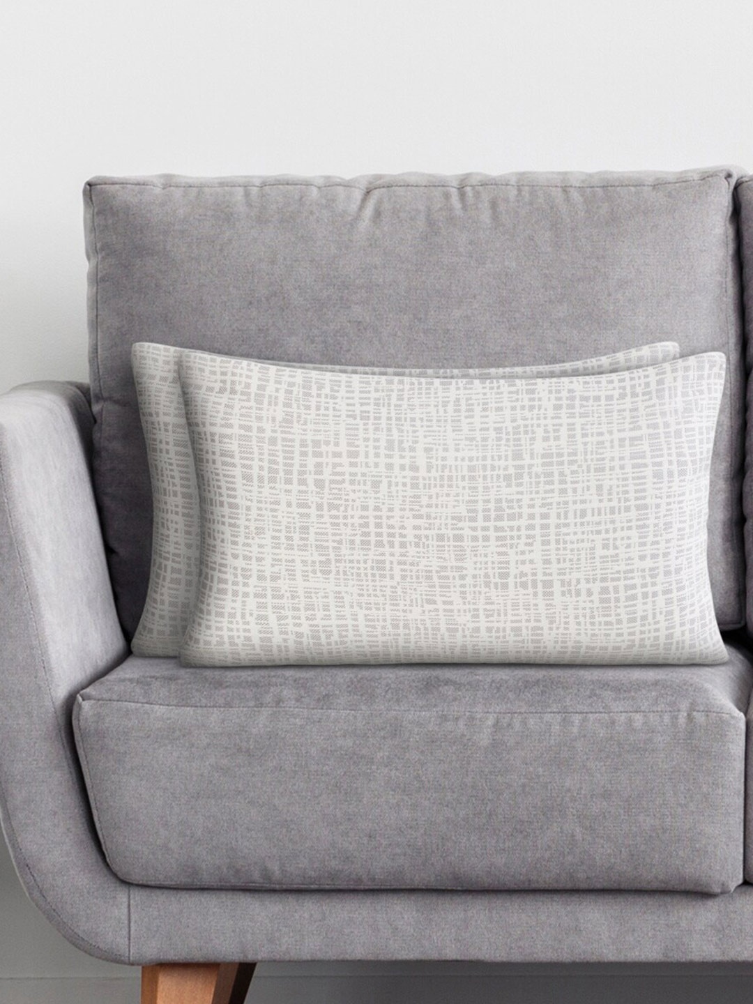

Home Centre White & Grey Set of 2 Rectangle Cushion Covers