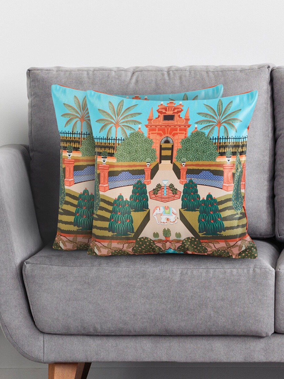 

Aurora Multicolour Printed Cushion Cover - 40x40cm - Set of 2, Blue