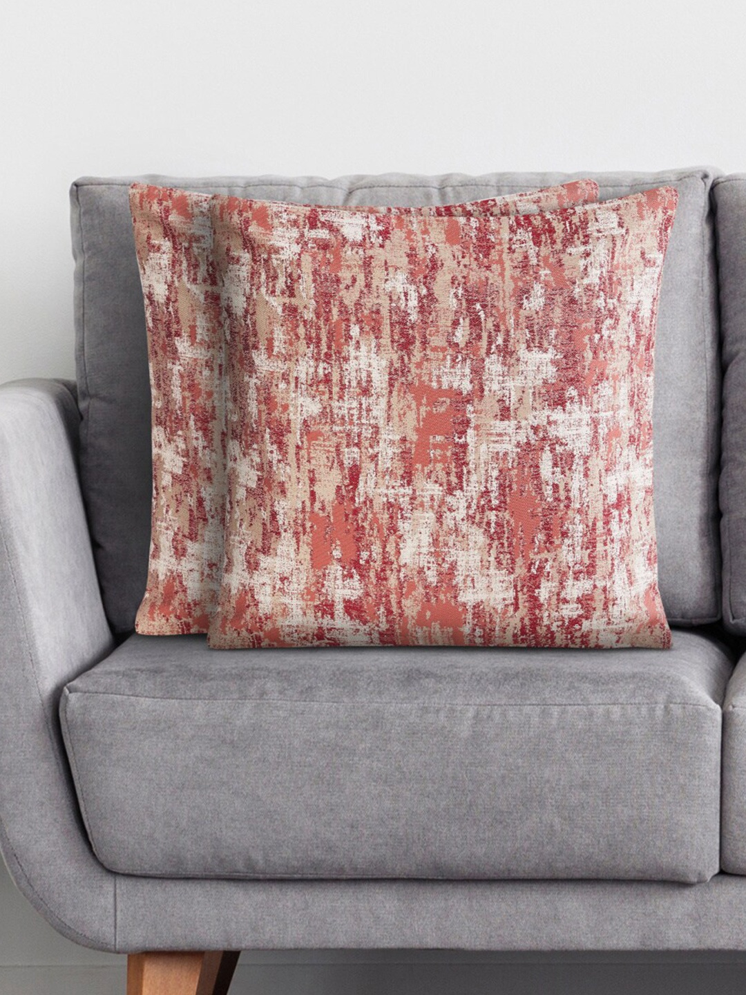 

Home Centre Pink & White Set of 2 Square Cushion Covers