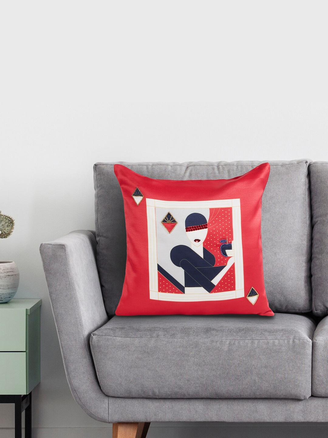 

Home Centre Red & White Abstract Printed Square Cushion Covers