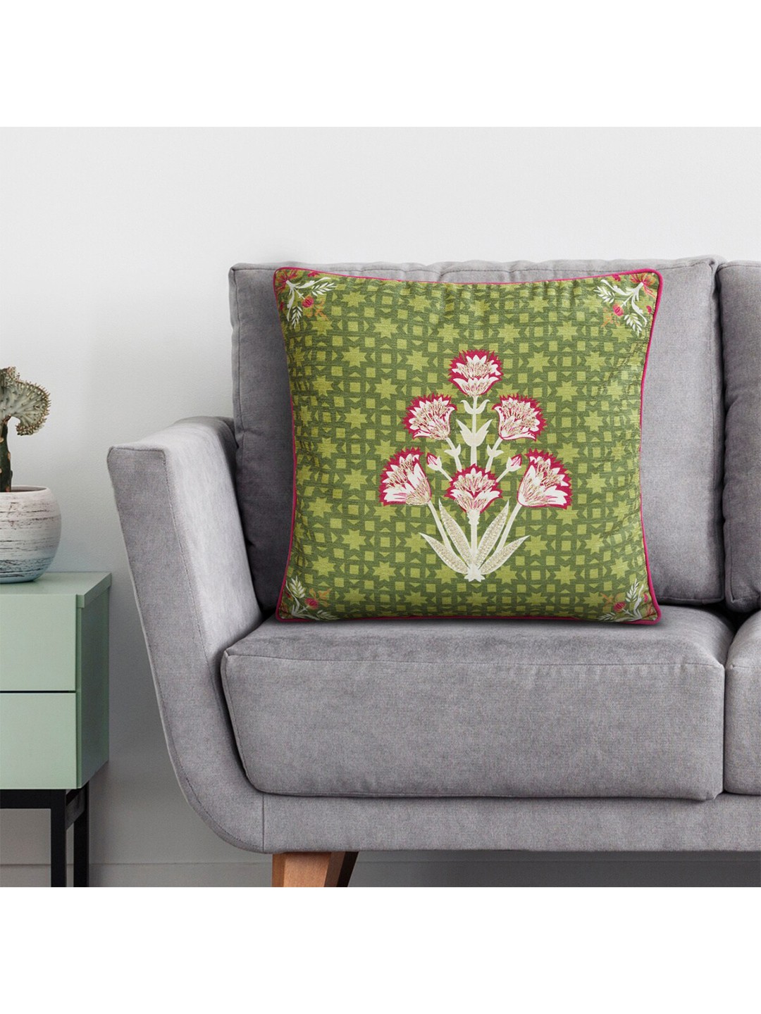 

Home Centre Green & Pink Floral Square Cushion Covers