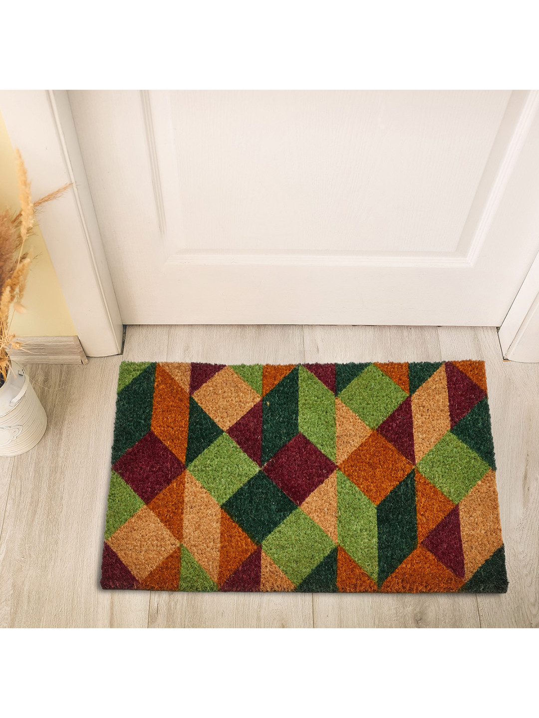 

Home Centre Green & Brown Printed Anti-Skid Coir Door Mat