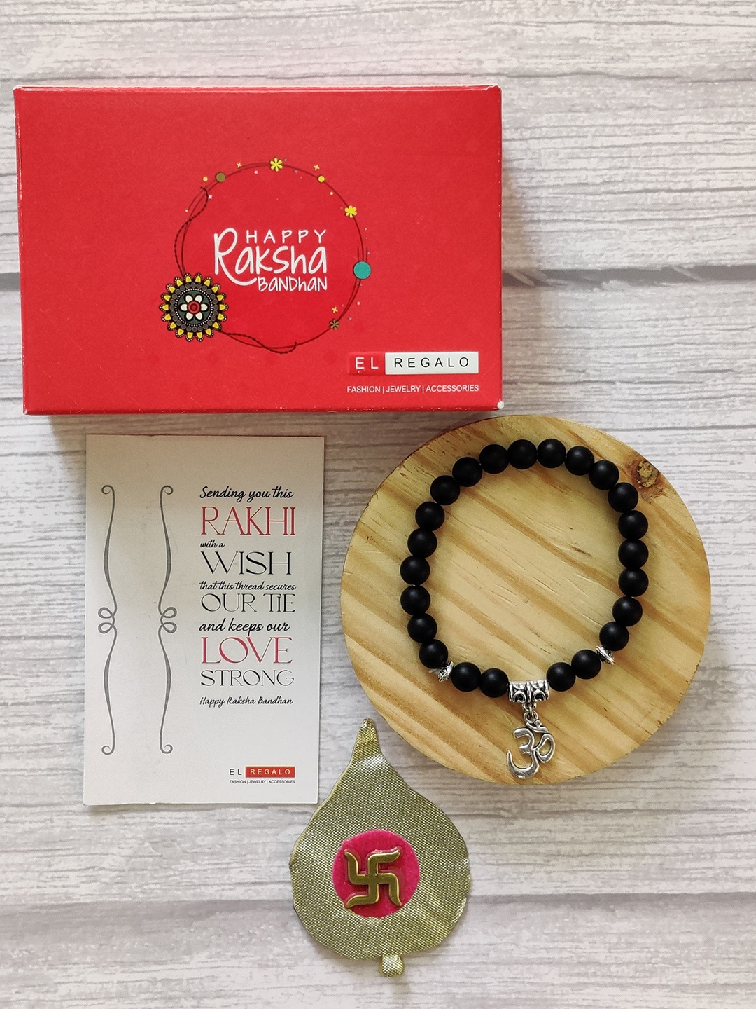 

EL REGALO Men Black Om Bracelet Rakhi