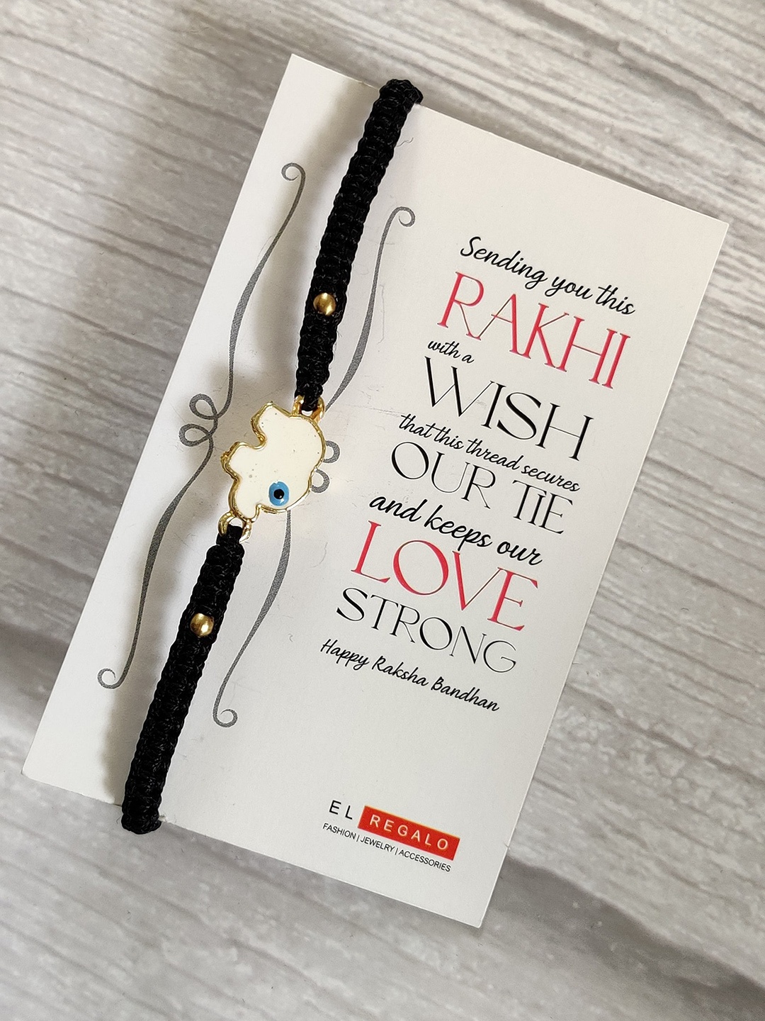 

EL REGALO Kids White Evil-Eye Rakhi, Gold