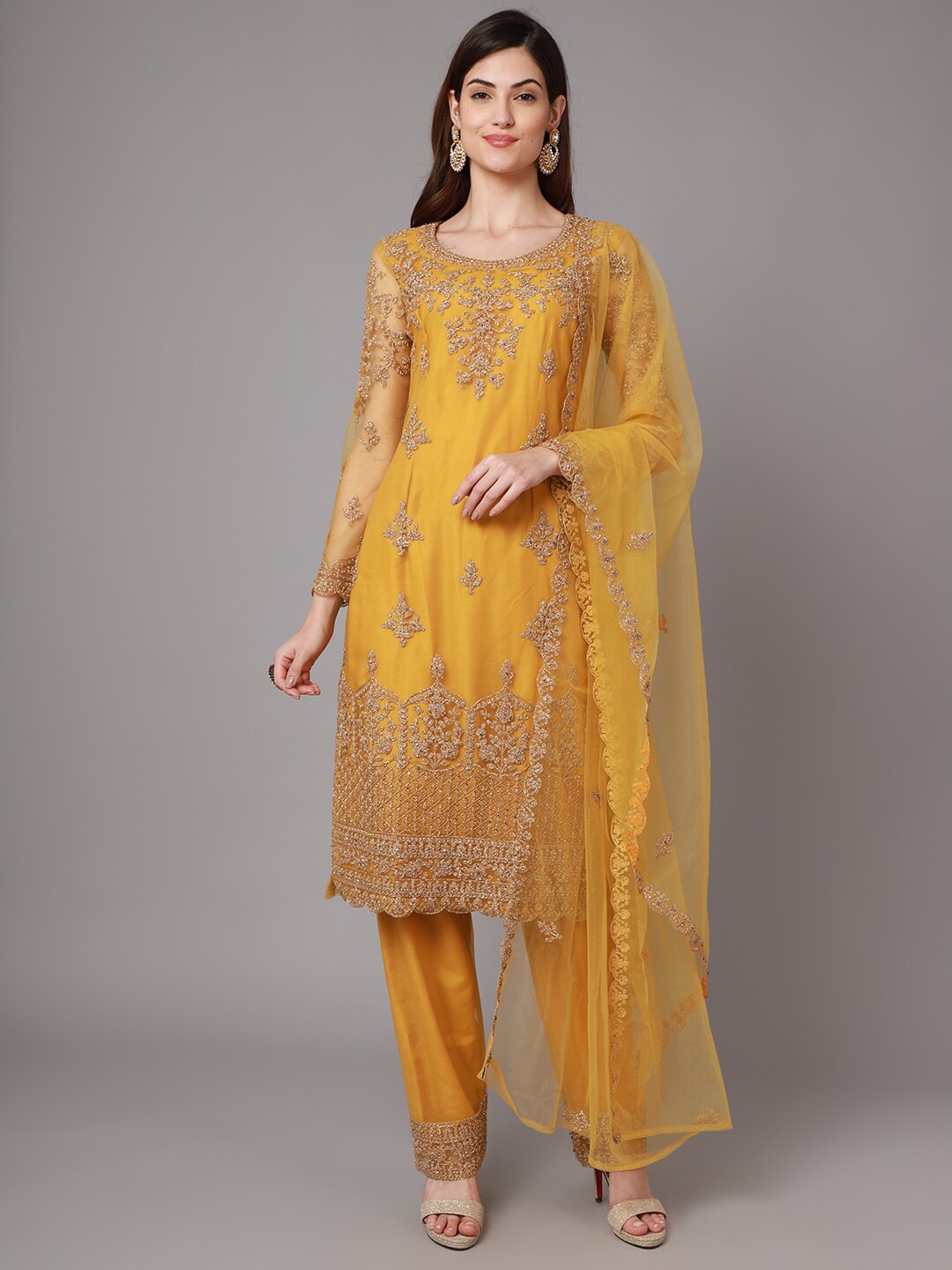 

Stylee LIFESTYLE Yellow Unstitched Dress Material