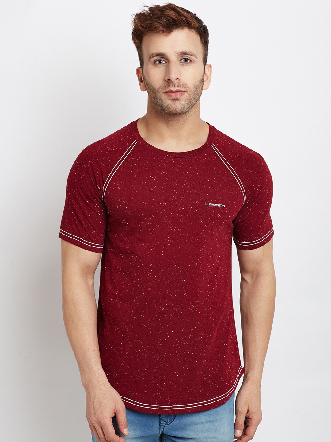 

LE BOURGEOIS Men Maroon T-shirt
