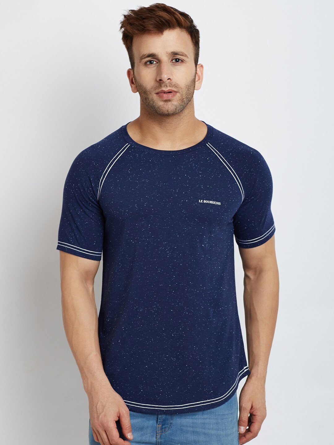 

LE BOURGEOIS Men Navy Blue T-shirt