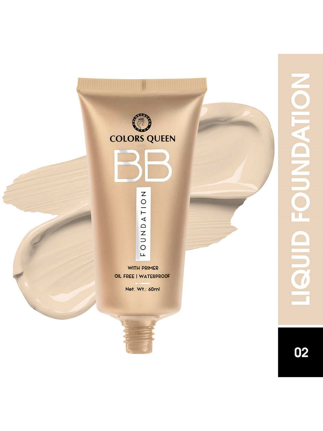 

Colors Queen BB Oil Free Water Proof Foundation With Primer 60 ml - Natural Marble 02, Nude