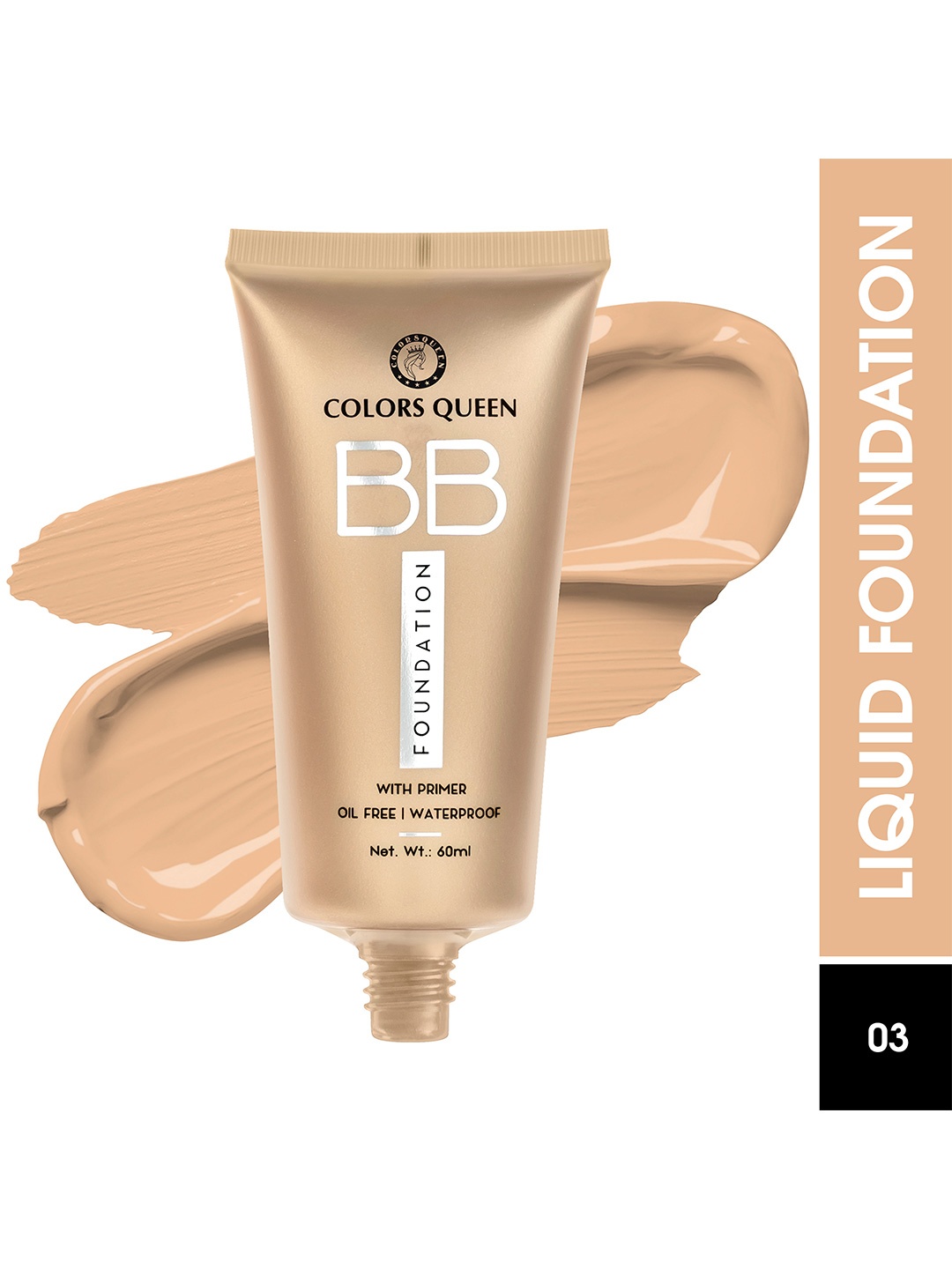 

Colors Queen BB Oil Free Water Proof Foundation With Primer 60 ml - Natural Beige 03