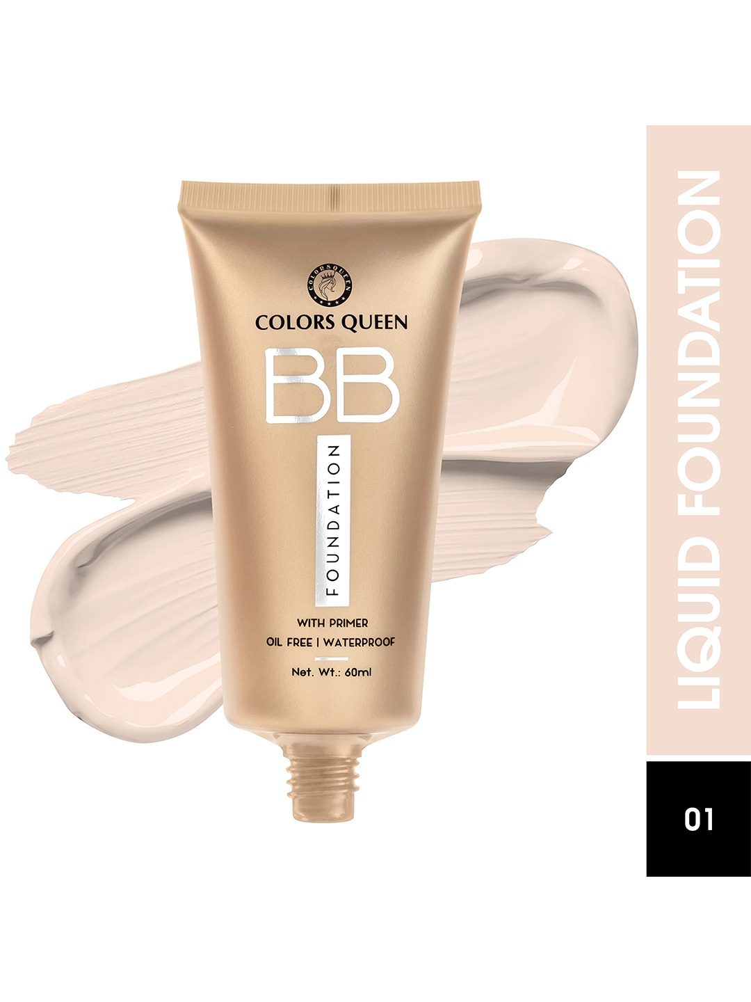 

Colors Queen BB Oil Free Water Proof Foundation With Primer 60 ml - Ivory 01, Nude