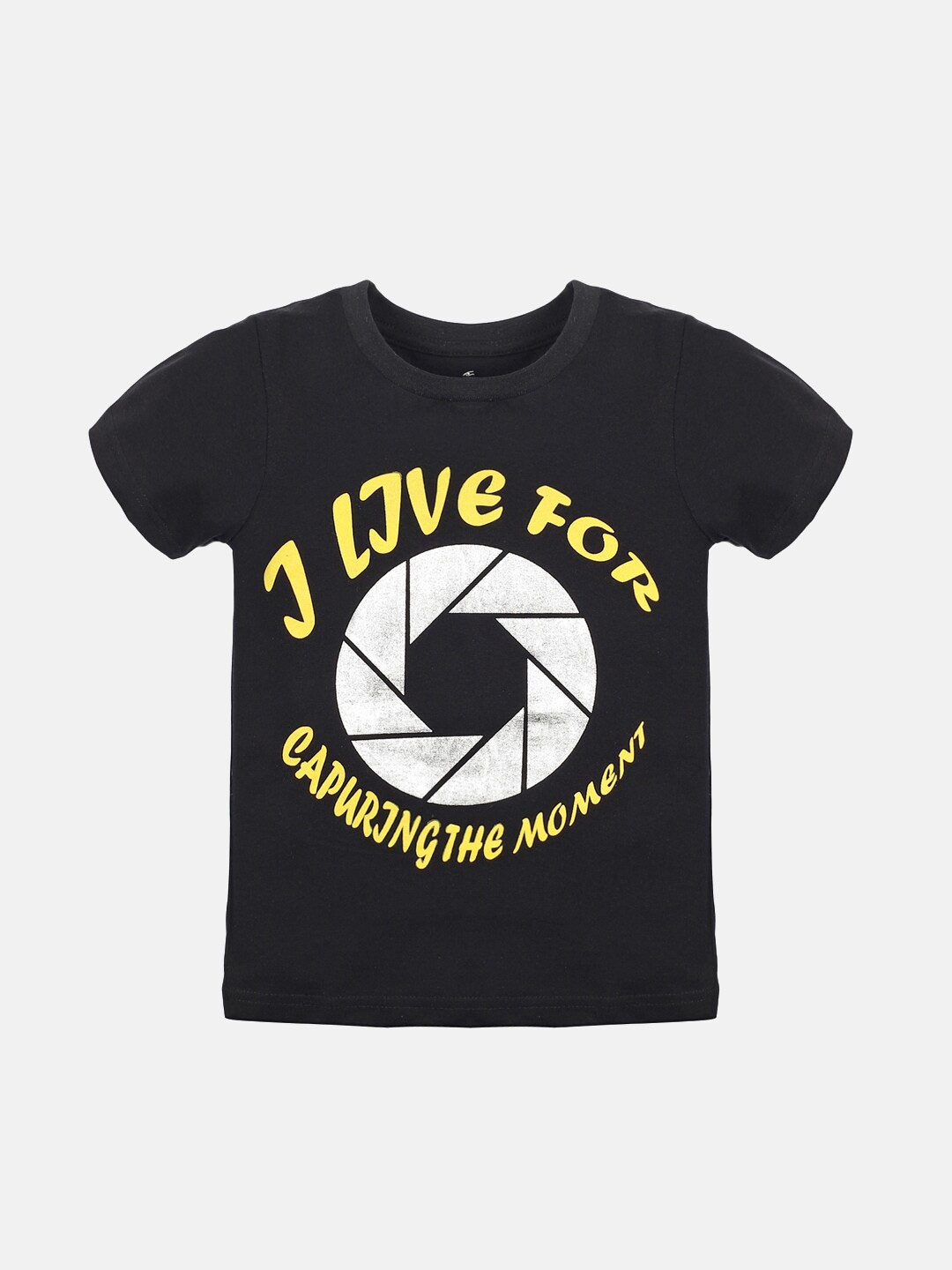 

KiddoPanti Boys Black Printed T-shirt