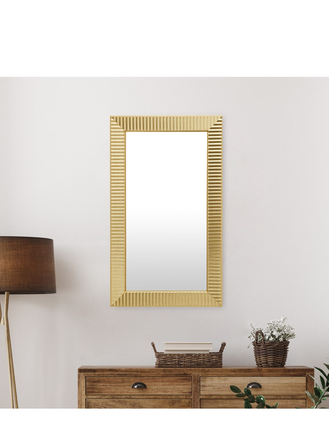 

Home Centre Gold-Toned Textured Glass Mirror