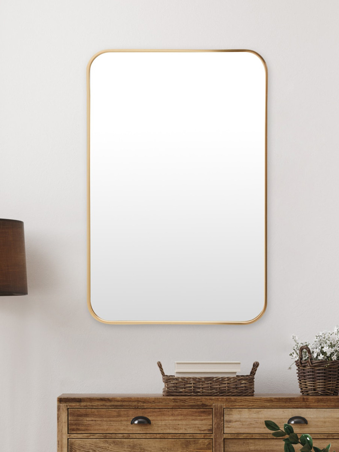

Home Centre Gold-Toned Framed Glass Wall Mirror
