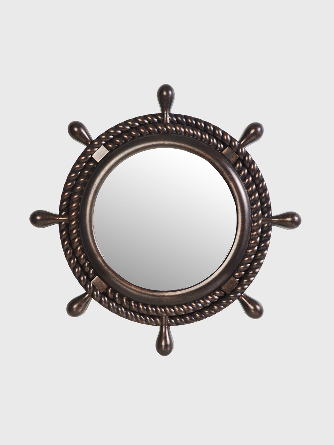 

Home Centre Casablanca Brown Textured Naval Wooden Wall Mirror - 46cm