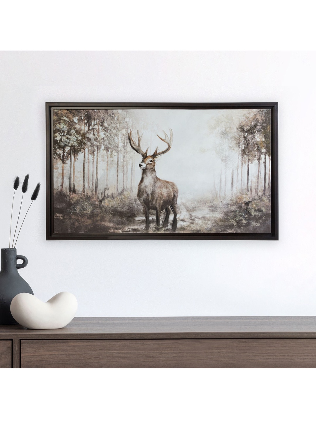 

Home Centre Grey Dear Printed Wooden Wall Art, Charcoal