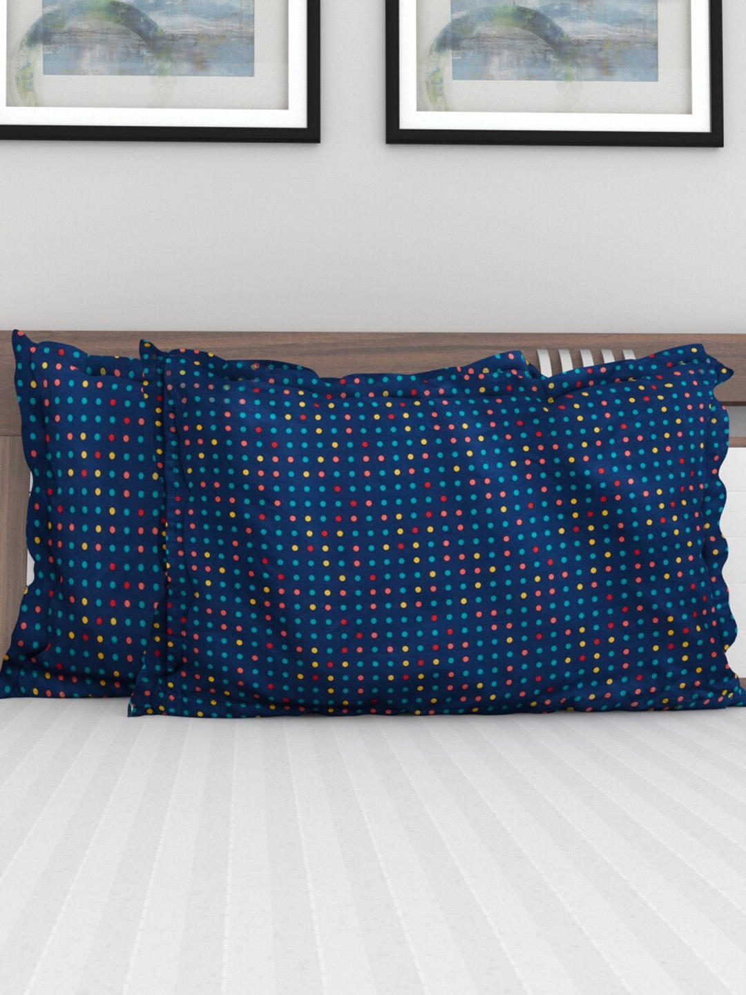 

Home Centre Set Of 2 Printed Cotton Pillow Covers, Blue