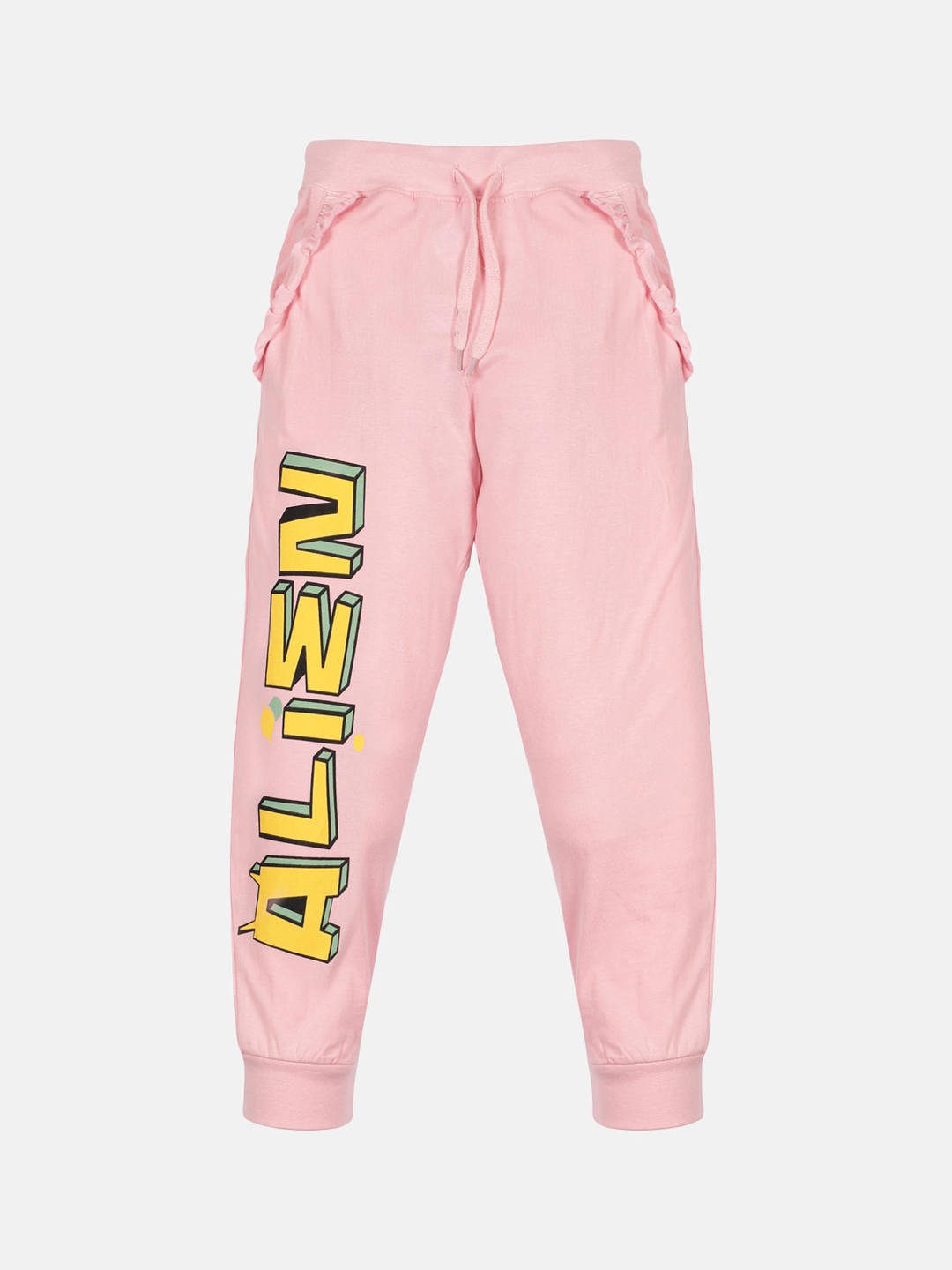 

KiddoPanti Girls Pink Printed Pure Cotton Track Pants