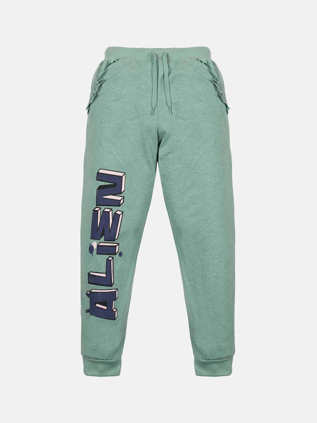 

KiddoPanti Girls Green Printed Pure Cotton Joggers