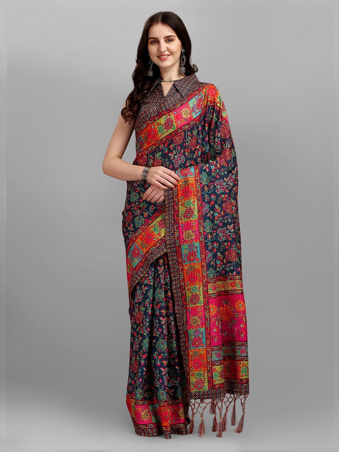 

Fashion Basket Red & Blue Ethnic Motifs Printed Saree