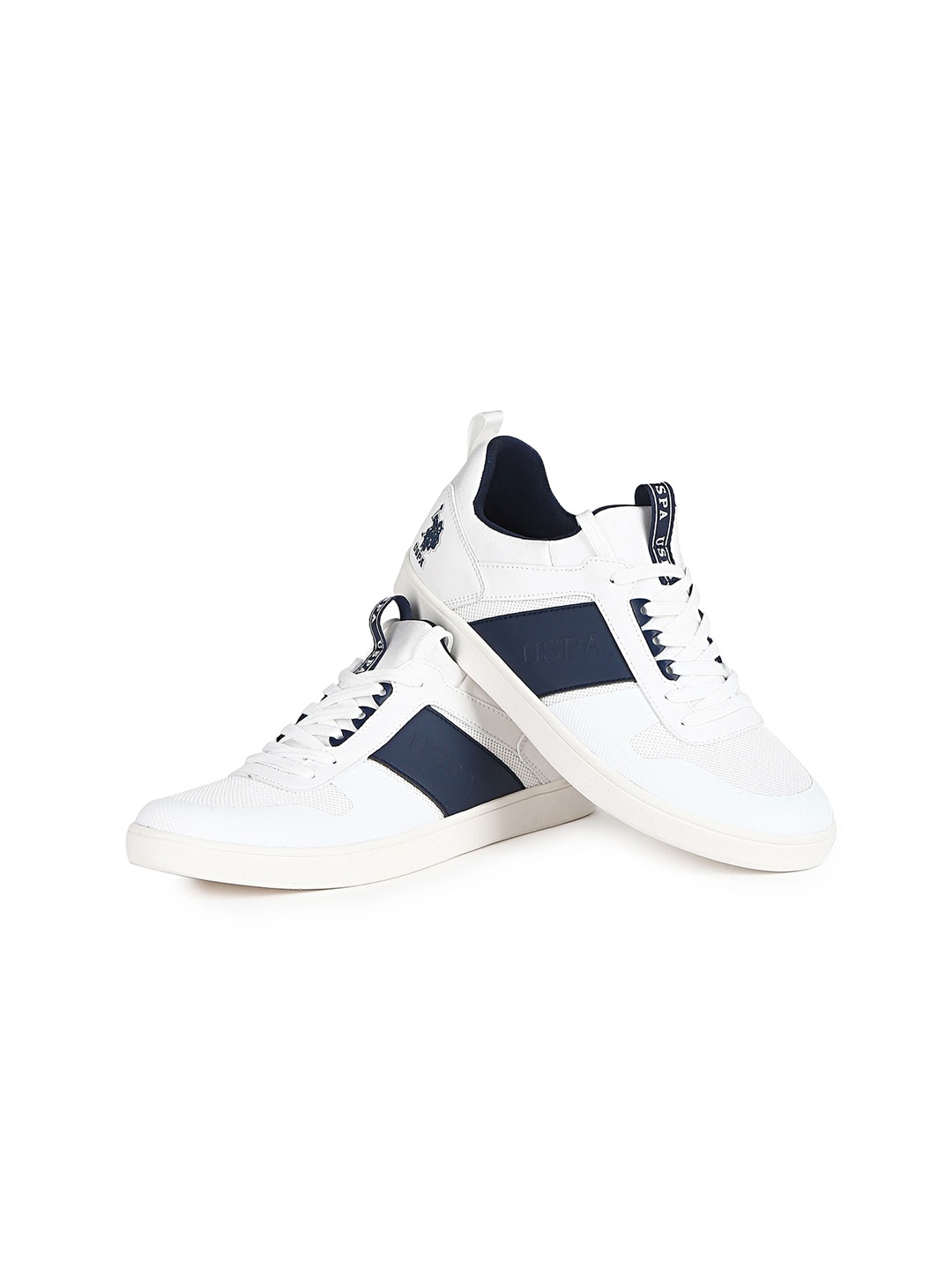 

U S Polo Assn Men Off White Colourblocked PU Sneakers