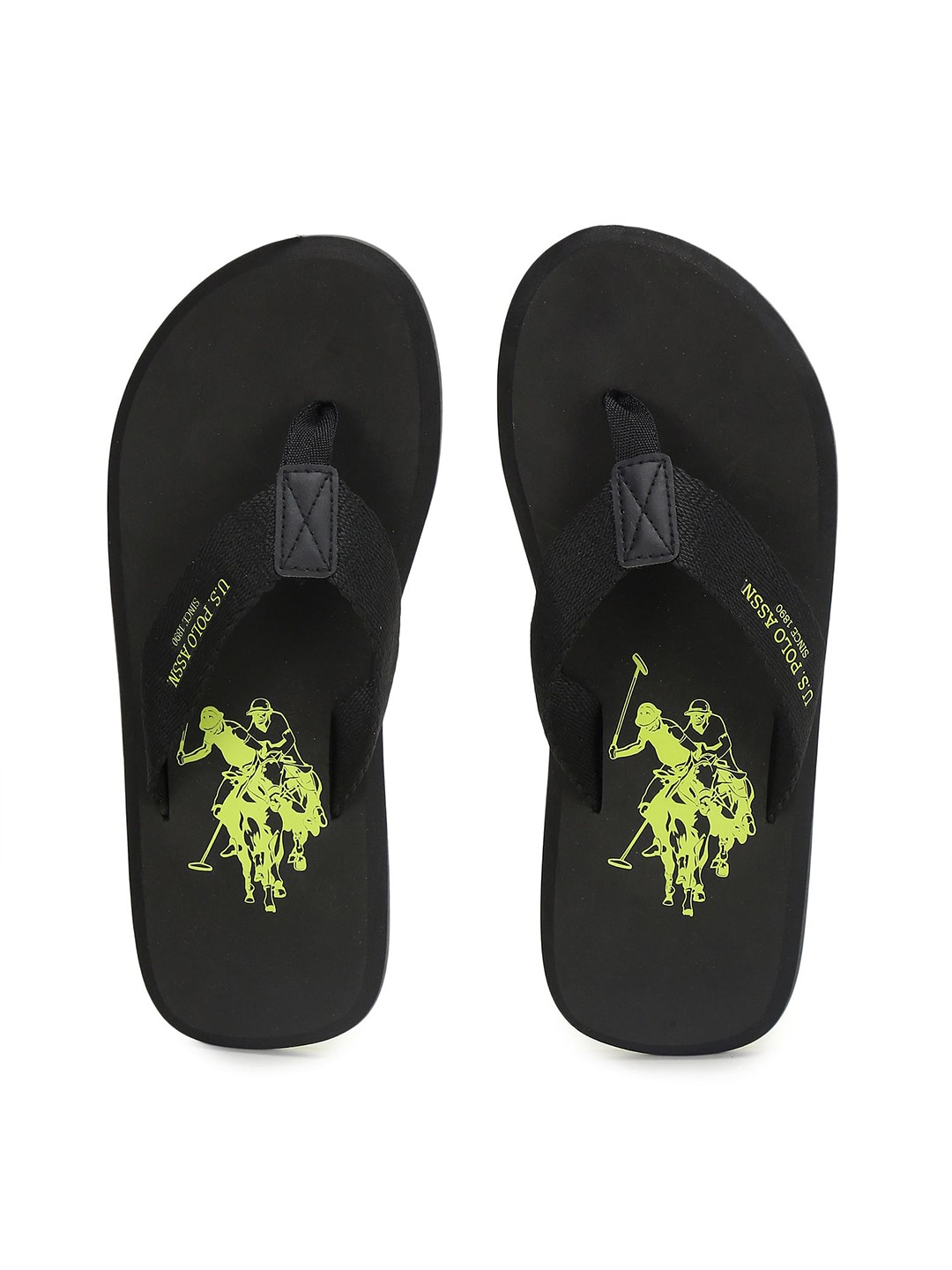 

U S Polo Assn Men Black & Green Printed Thong Flip-Flops