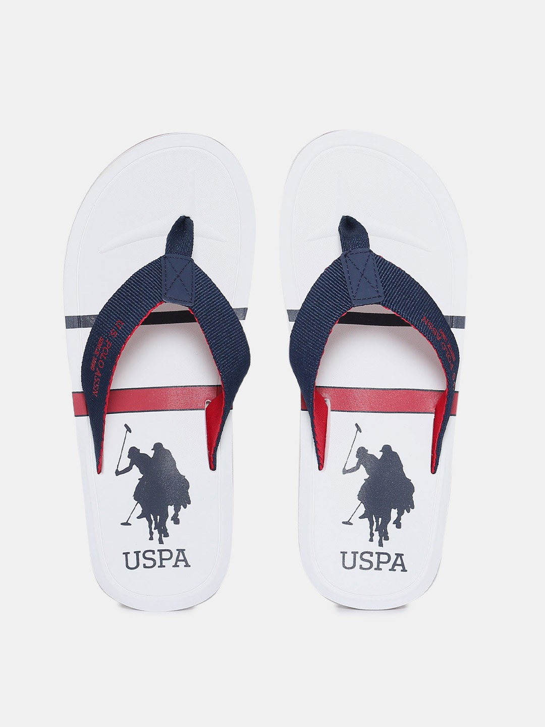 

U S Polo Assn Men Off White & Red Printed Room Slippers