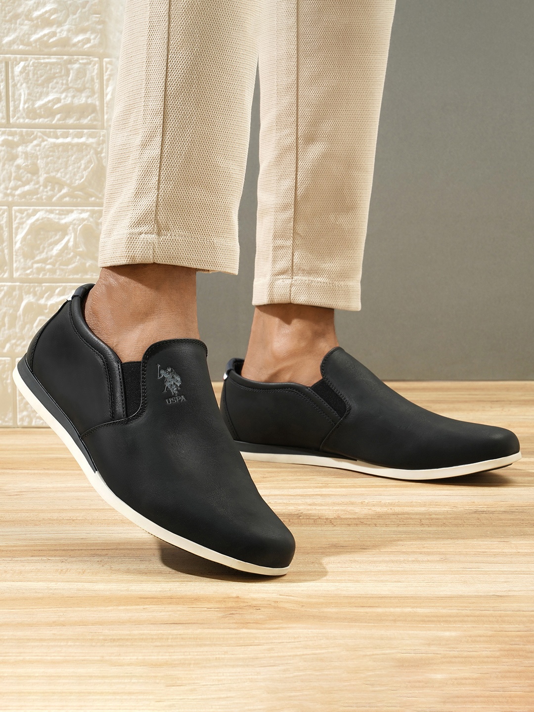 

U.S. Polo Assn. Men Black WADE 2.0 PU Smart Casual Slip On