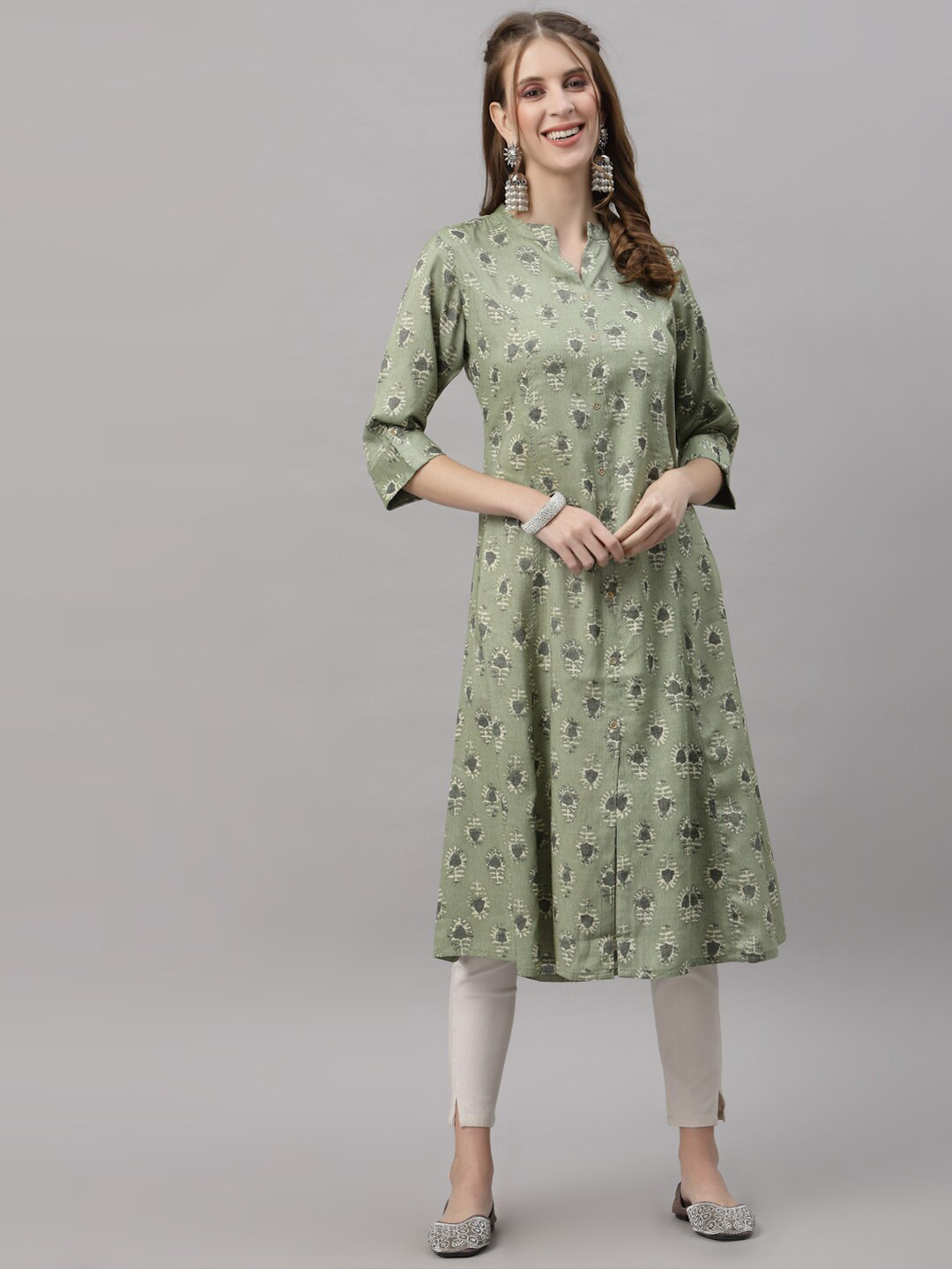 

Ragavi Women Green Ethnic Motifs Printed Kurta