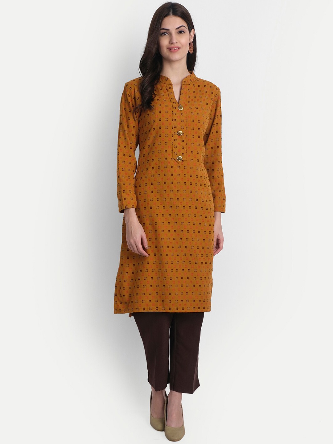 

Alavya Women Yellow Ethnic Motifs Thread Work Dobby Kurta