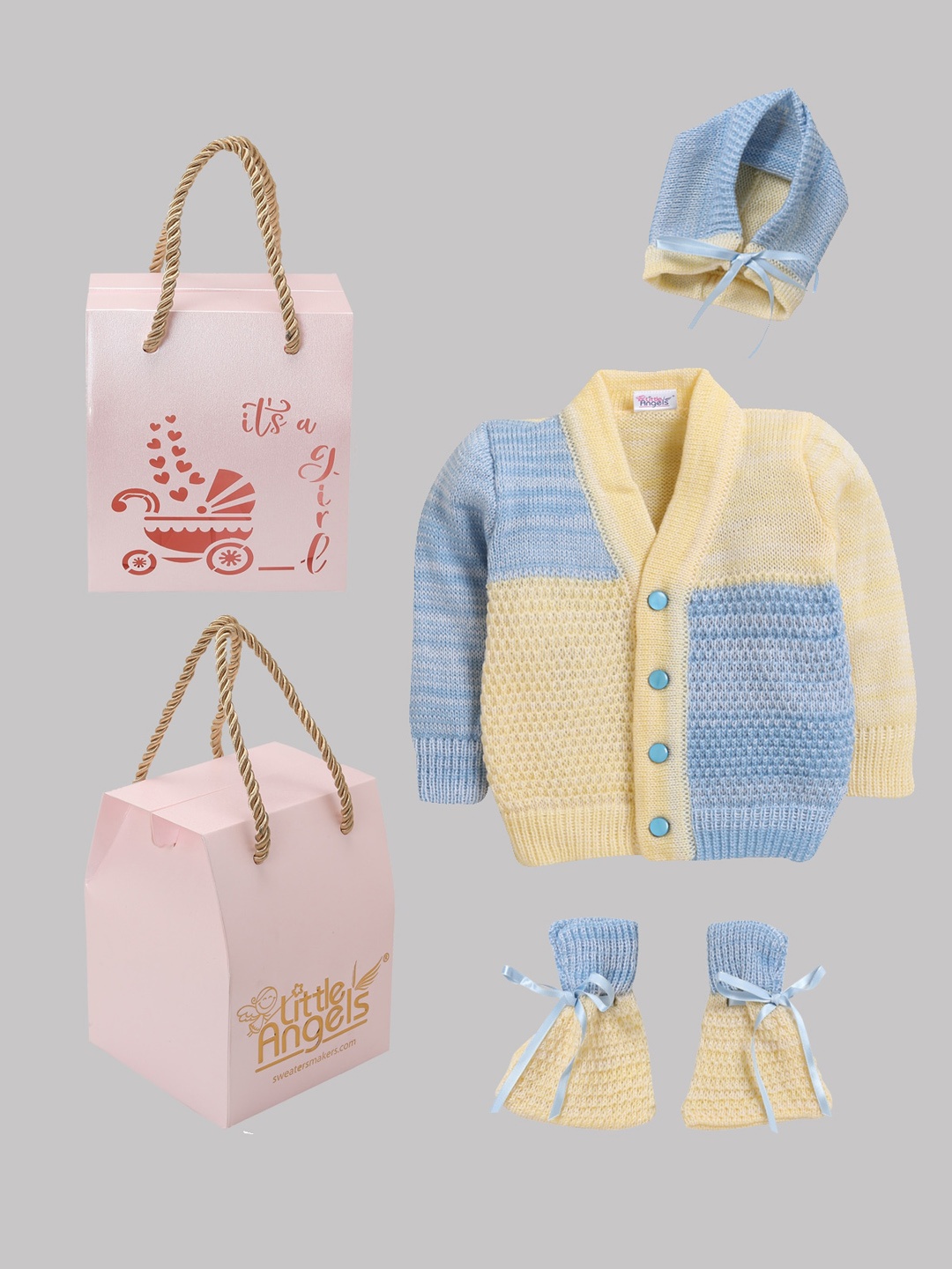 

Little Angels Girls Yellow & Blue Baby Apparel Gift Set