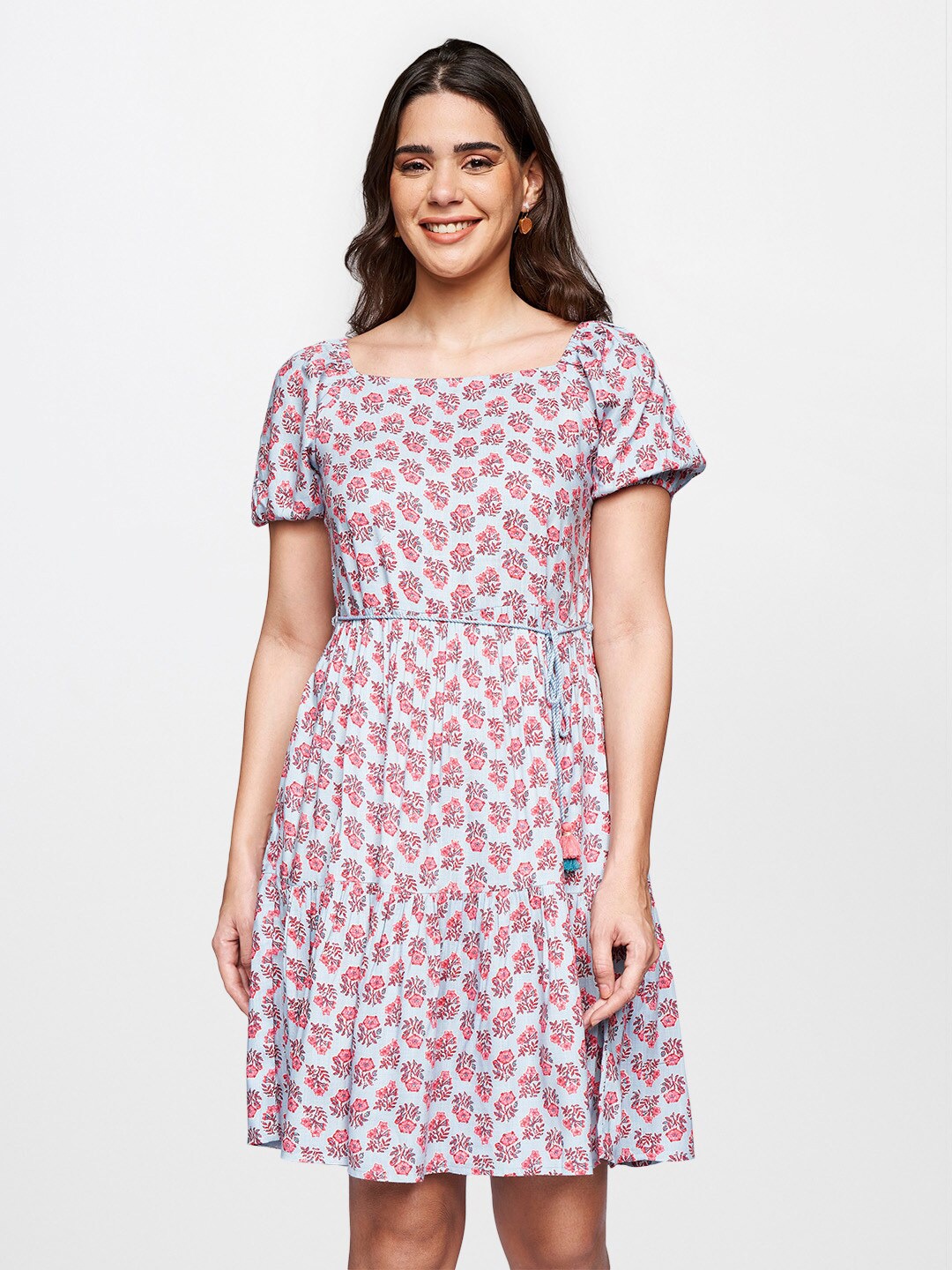 

itse Blue Floral A-Line Dress