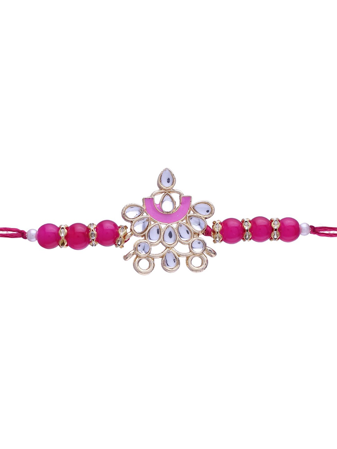 

I Jewels Men Pink Designer Pearl Rakhi
