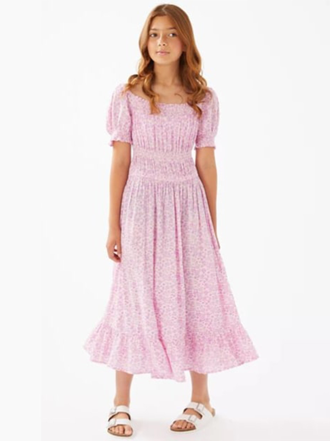 

Marks & Spencer Pink & White Floral Empire Maxi Dress