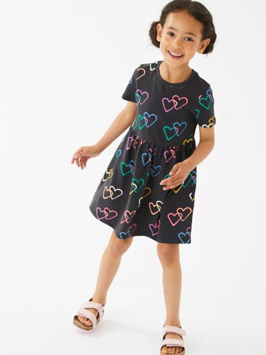

Marks & Spencer Charcoal Floral Fit & Flare Cotton Dress